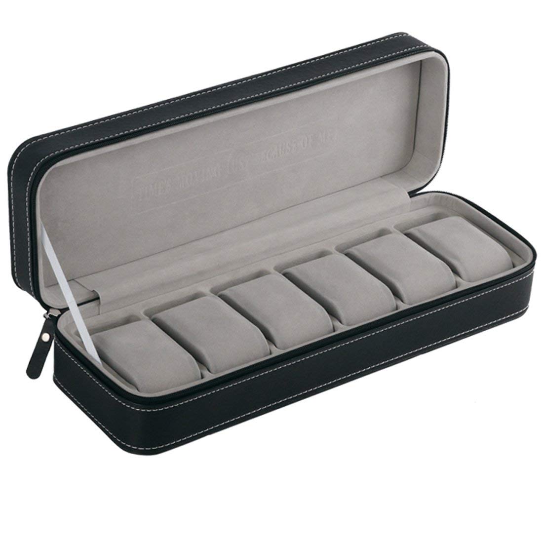6 Compartment Watch Case - Portable zipped travel case